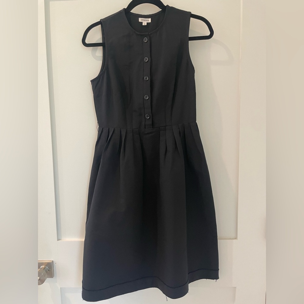 Black Sleeveless Button-Up Midi Dress